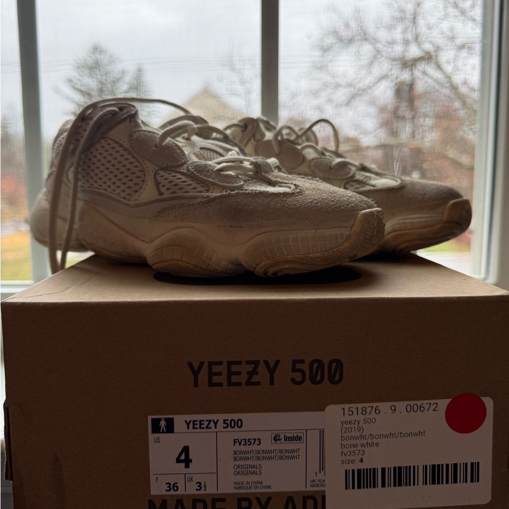 Yeezy 500 Sneakers, Bone White, Size 4